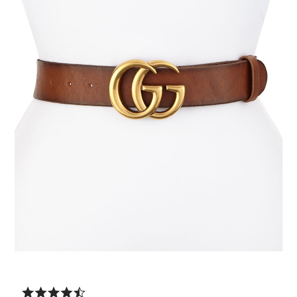 Gucci Brown Leather Belt with Double G Gold Buckle